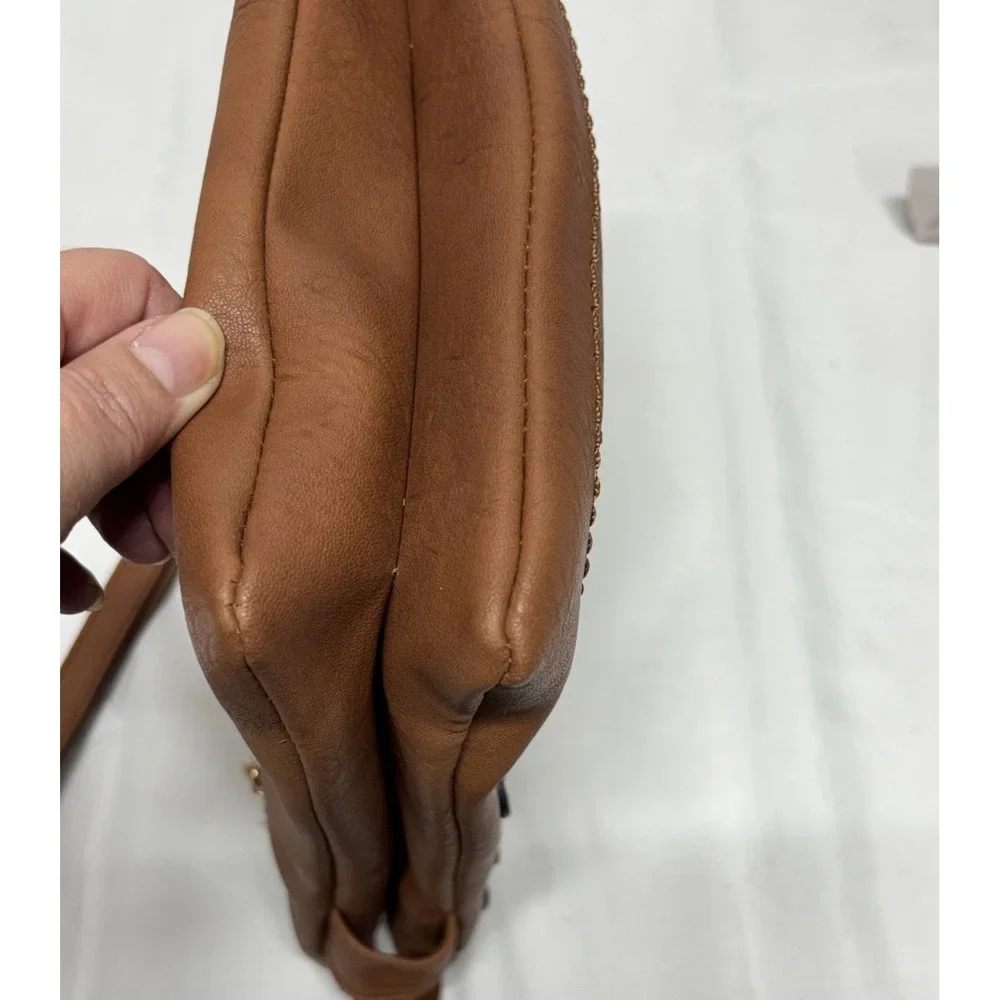 MKF By Mia Collection Vegan Leather Cross Body Shoulder Bag Multi Zipper Pocket